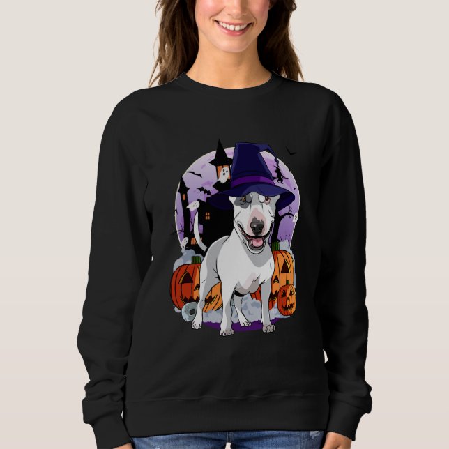Bull Terrier Happy Halloween Witch Dog Pumpkin Spo Sweatshirt (Front)