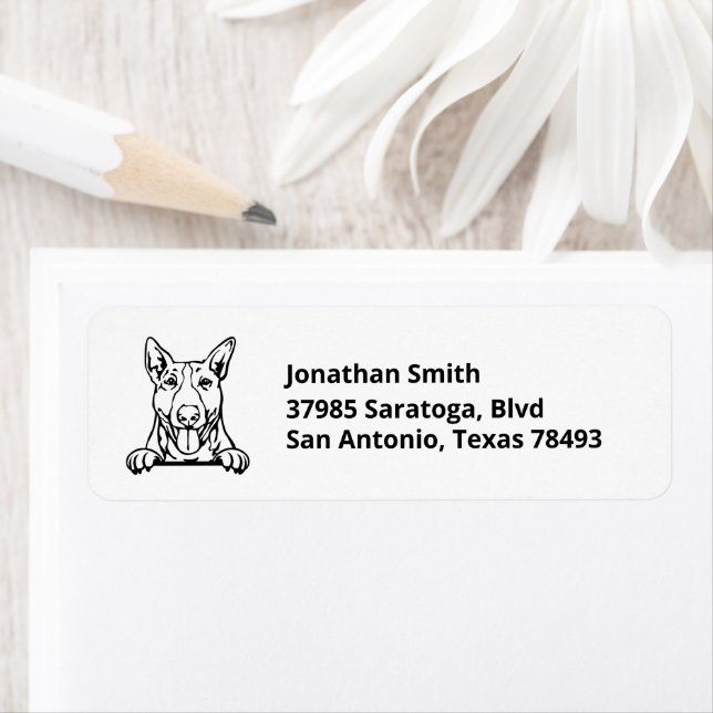 BULL TERRIER | Head Image on Return Address Label (Insitu)