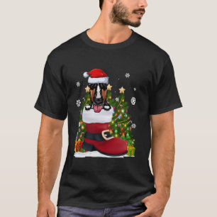 Bull Terrier in the Shoe Santa Hat Ugly Christmas  T-Shirt