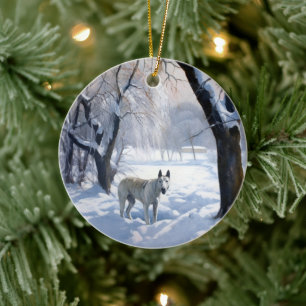 Bull Terrier Let It Snow Christmas  Ceramic Ornament