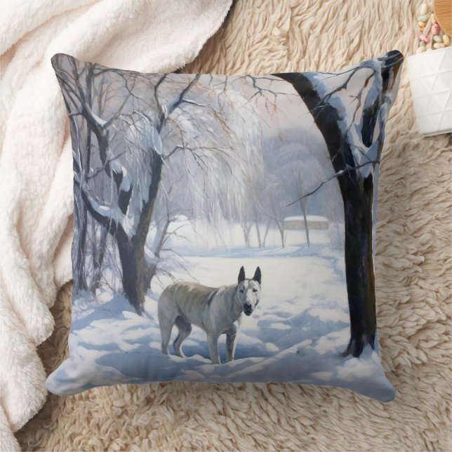 Bull Terrier Let It Snow Christmas  Cushion (Blanket)