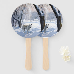 Bull Terrier Let It Snow Christmas  Hand Fan