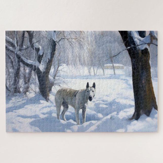 Bull Terrier Let It Snow Christmas  Jigsaw Puzzle (Horizontal)