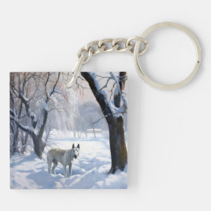 Bull Terrier Let It Snow Christmas  Key Ring