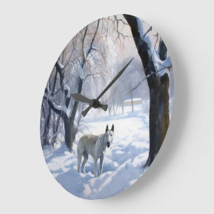 Bull Terrier Let It Snow Christmas  Large Clock