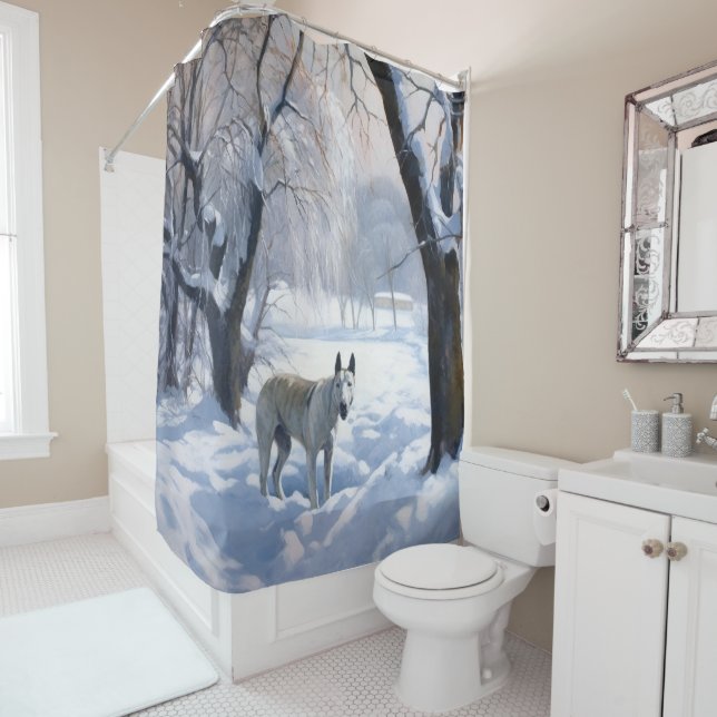 Bull Terrier Let It Snow Christmas  Shower Curtain (In Situ)