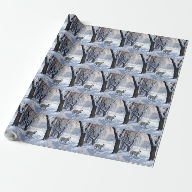 Bull Terrier Let It Snow Christmas  Wrapping Paper (Unrolled)
