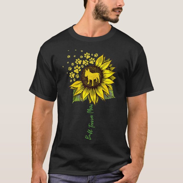 Bull Terrier Mom Sunflower Bull Terrier Lover T-Shirt (Front)
