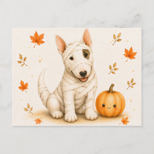 Bull Terrier Mummy Halloween Postcard
