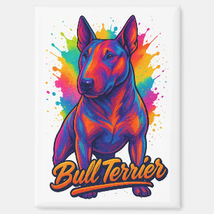 Bull Terrier Neon Pop Art – Vibrant Colorful Dog Magnet