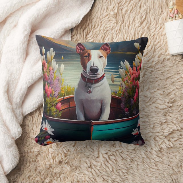 Bull Terrier on a Paddle: A Scenic Adventure Cushion (Blanket)