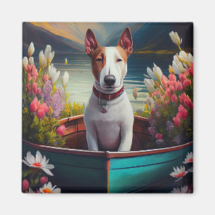 Bull Terrier on a Paddle: A Scenic Adventure Magnet
