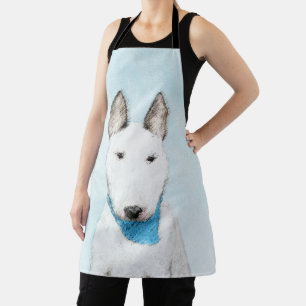 Bull Terrier Painting - Cute Original Dog Art Apron