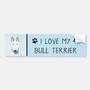 Bull Terrier Painting - Cute Original Dog Art Bumper Sticker