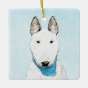 Bull Terrier Painting - Cute Original Dog Art Ceramic Ornament