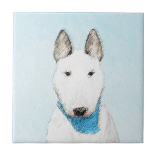 Bull Terrier Painting - Cute Original Dog Art Ceramic Tile