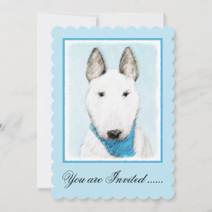Bull Terrier Painting - Cute Original Dog Art Invitation