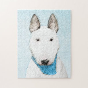 Bull Terrier Painting - Cute Original Dog Art Jigsaw Puzzle