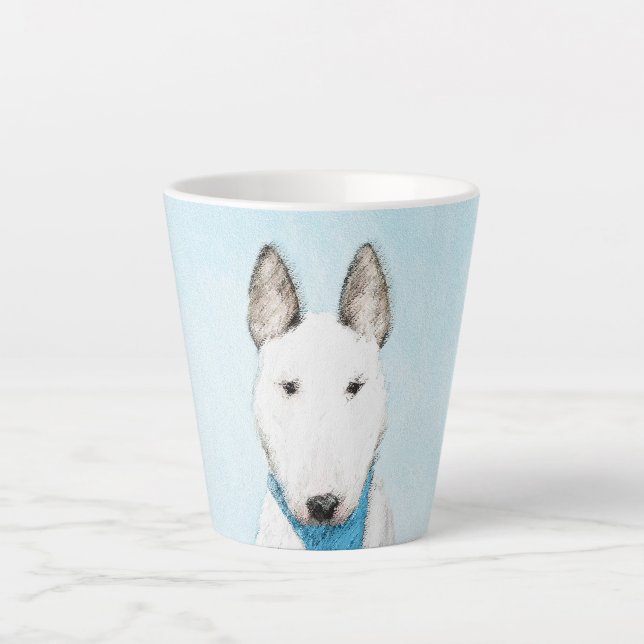 Bull Terrier Painting - Cute Original Dog Art Latte Mug (Front)