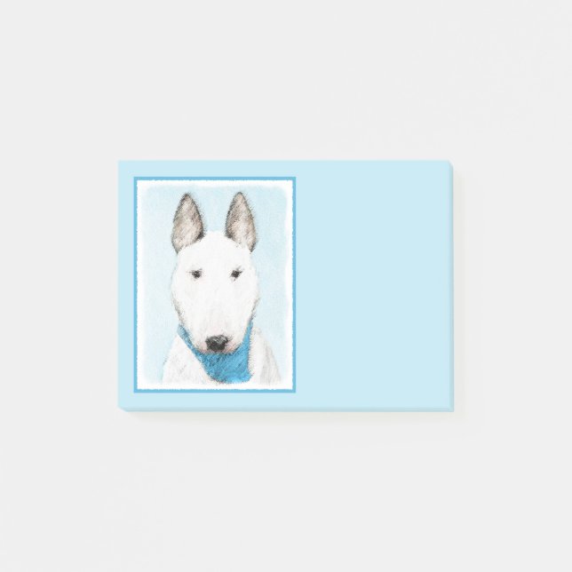 Bull Terrier Painting - Cute Original Dog Art Post-it Notes (Front)
