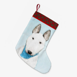 Bull Terrier Painting - Cute Original Dog Art Small Christmas Stocking