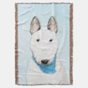 Bull Terrier Painting - Cute Original Dog Art Throw Blanket