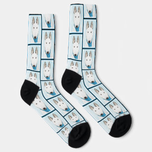 Bull Terrier Painting White English Cute Dog Art Socks