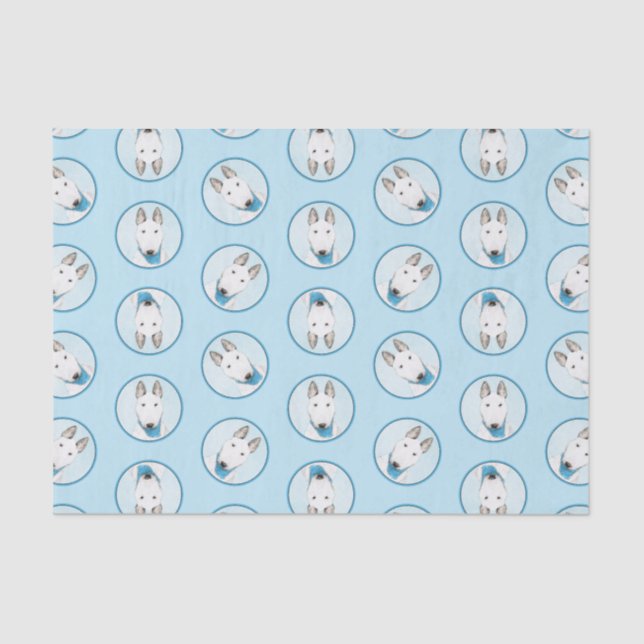 Bull Terrier Painting White English Cute Dog Art Tissue Paper (Front)