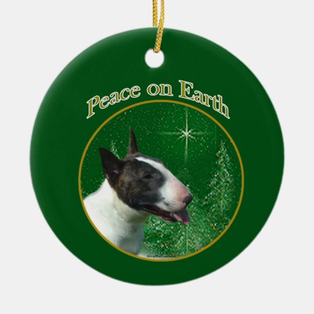 Bull Terrier Peace Ceramic Ornament (Front)