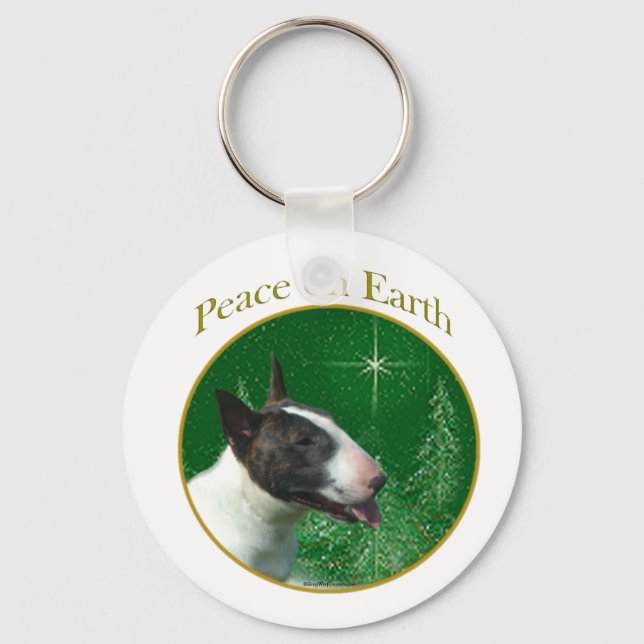 Bull Terrier Peace Key Ring (Front)
