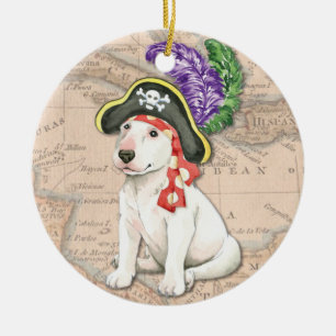 Bull Terrier Pirate Ceramic Ornament