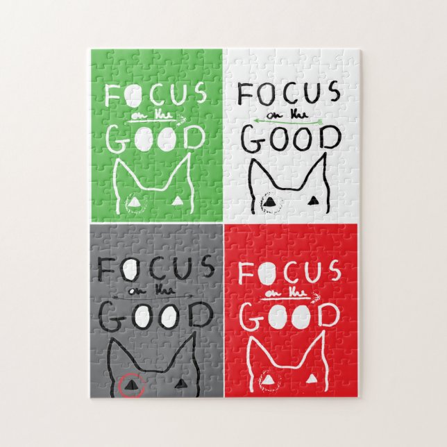 Bull Terrier Pop Art Focus on the GOOD quote Postc Jigsaw Puzzle (Vertical)