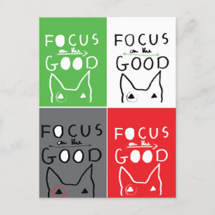 Bull Terrier Pop Art Focus on the GOOD quote Postcard