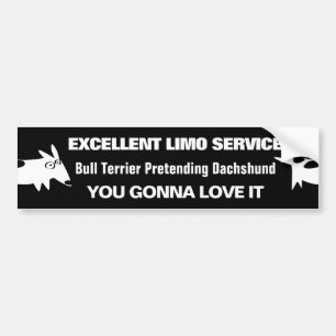 Bull Terrier Pretending Dachshund Funny Bumper Sticker