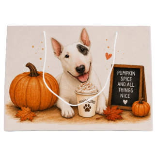 Bull Terrier Pumpkin Spice Coffee Large Gift Bag