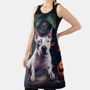 Bull Terrier Pumpkins Halloween Scary Apron