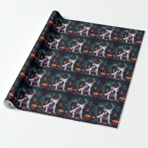 Bull Terrier Pumpkins Halloween Scary Wrapping Paper