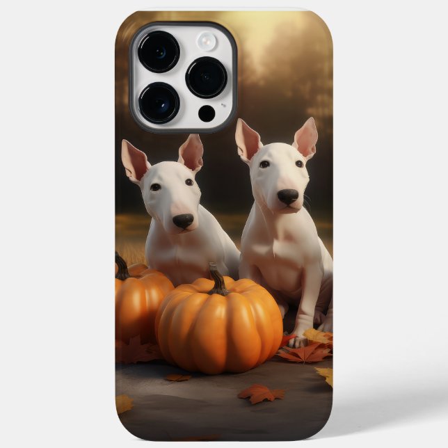 Bull Terrier Puppy Autumn Delight Pumpkin Case-Mate iPhone Case (Back)