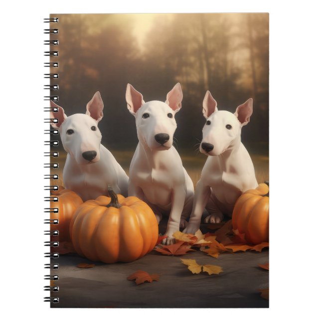 Bull Terrier Puppy Autumn Delight Pumpkin Notebook (Front)