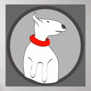 BULL TERRIER RED COLLAR PUPPY POSTER