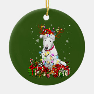 Bull Terrier Reindeer Xmas Christmas Dog Lovers Ceramic Ornament
