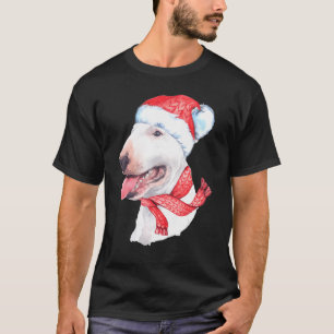 Bull Terrier Santa Hat Red Scarf Cute Dog Christma T-Shirt