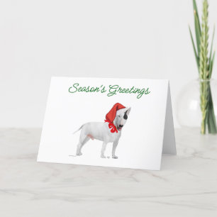 Bull Terrier Santa Holiday Card