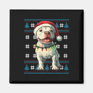Bull Terrier Santa Xmas Tree Lights Ugly Christmas Magnet