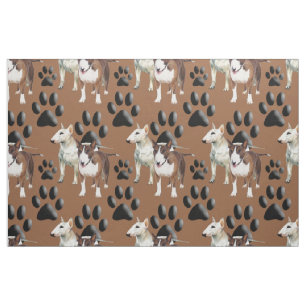 Bull Terrier seamless repeating pattern fabric