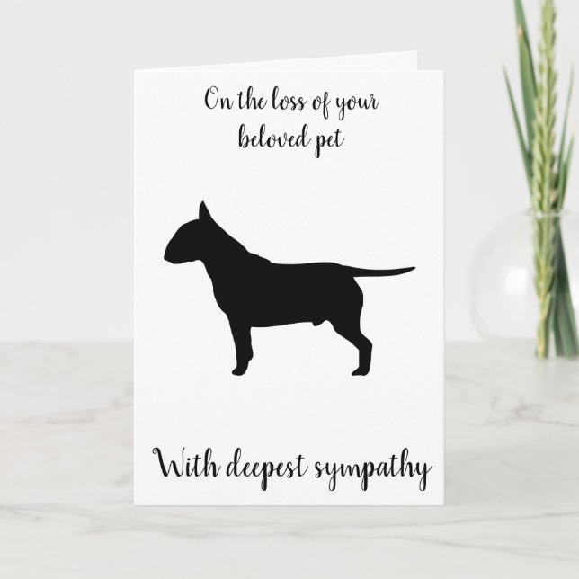 Bull terrier silhouette custom pet sympathy card (Front)