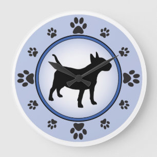 Bull Terrier Silhouette Large Clock
