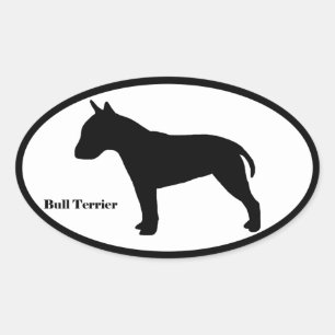 Bull Terrier SIlhouette Oval Sticker
