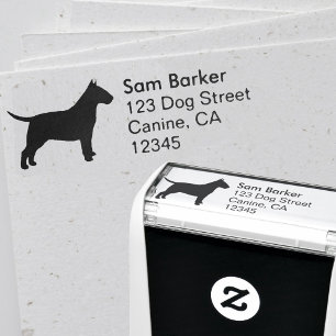 Bull Terrier Silhouette Return Address Self-inking Stamp