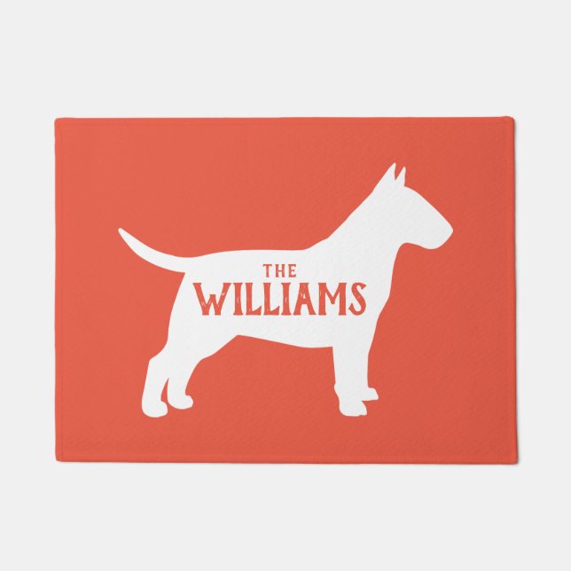 Bull Terrier Silhouette Welcome Mat Custom Doormat (Front)
